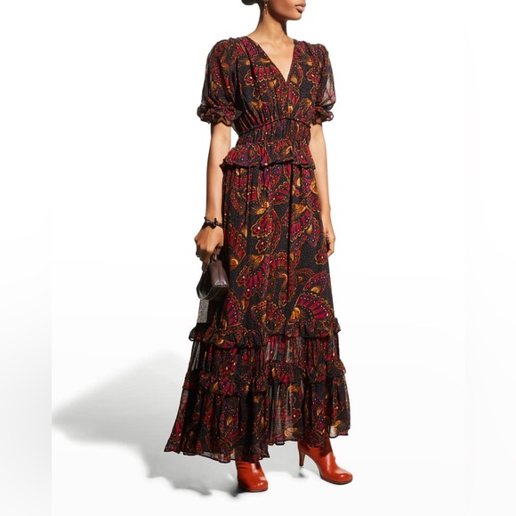 FARM Rio Butterfly Sky Tiered Maxi Dress NWT Small - Picture 2 of 16